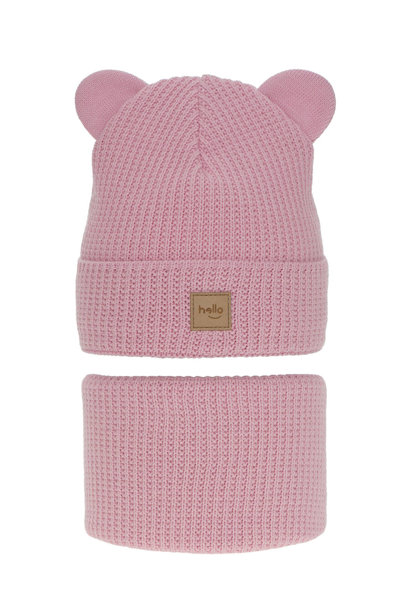 Зимний комплект для девочки: шапка и труба розового цвета Harper